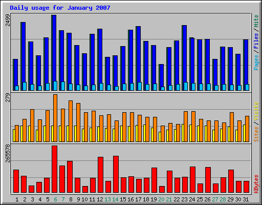Daily usage for January 2007